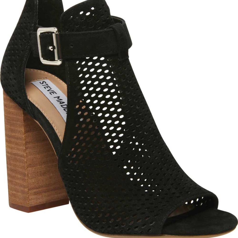 Steve Madden Black Suede Block Heel Sandal